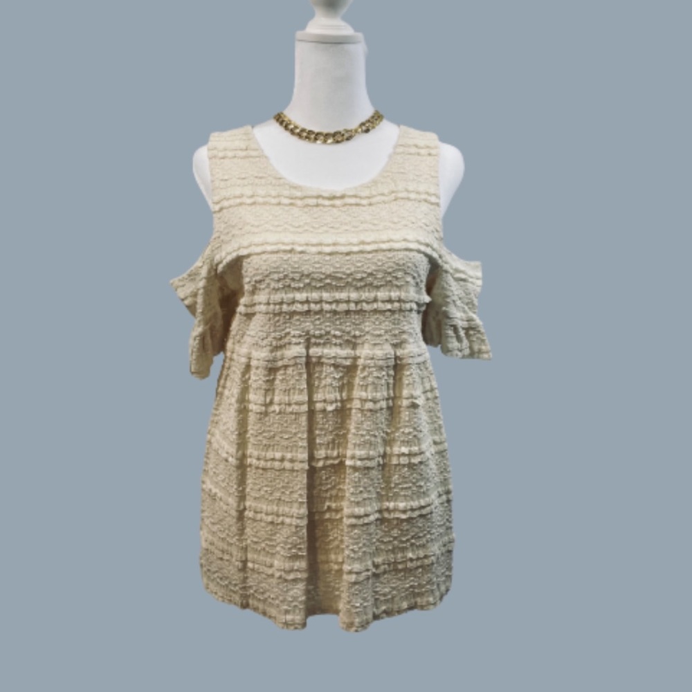 Max Studio Cold Shoulder Lace Top Ivory Cream Size Small